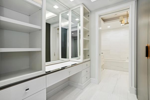 Bathroom, Interior, Marble, Recessed Lighting, Walk-in Closets