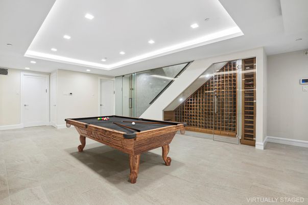 Billiard Table, Game Room, Interior, Recessed Lighting