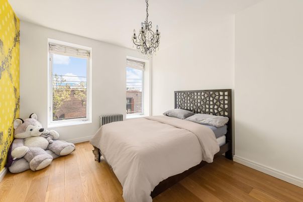 Bedroom, Chandelier, Interior, Wood Texture Flooring