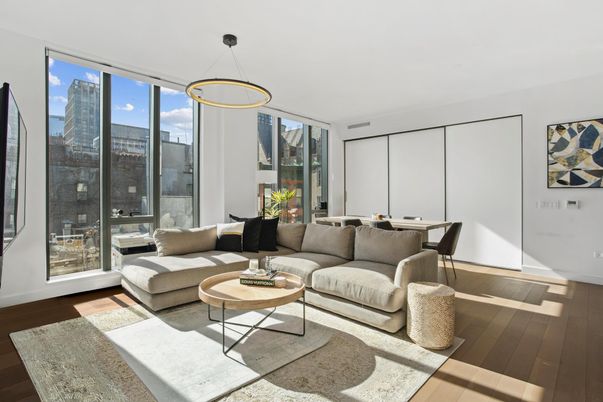 Dining room, Interior, Living room, Pendant Lights, Wood Texture Flooring