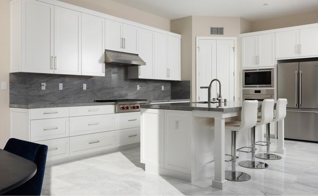 Interior, Kitchen, Marble, Recessed Lighting, Stainless Steel Appliances