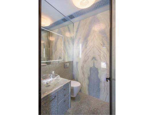 Bathroom, Glass Shower, Interior, Marble Walls