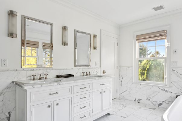 Bathroom, Dual Sink Vanities, Interior, Marble, Marble Walls