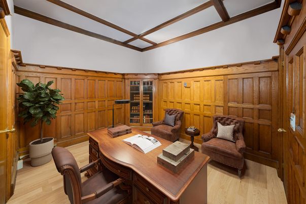 Home Office, Interior, Wooden Beams, Wood Texture Flooring, Wooden Walls