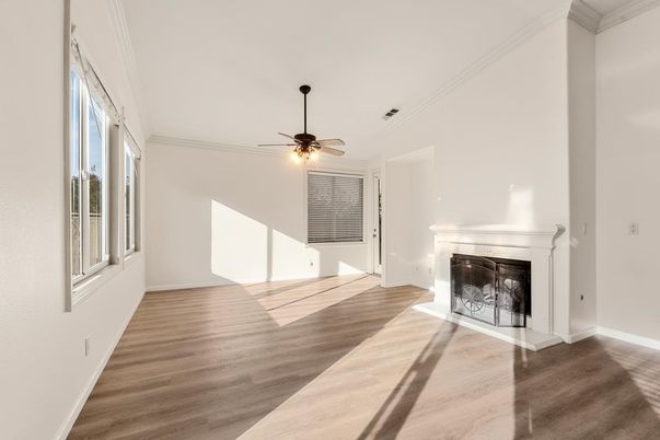Empty room, Fireplace, Interior, Wood Texture Flooring
