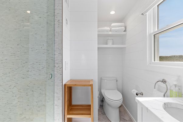 Bathroom, Glass Shower, Interior, Recessed Lighting