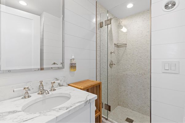Bathroom, Glass Shower, Interior, Recessed Lighting