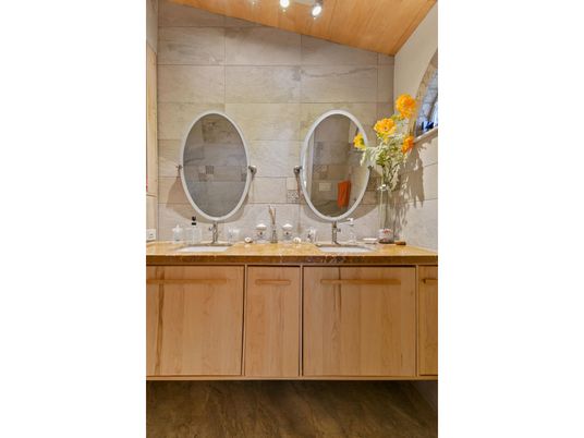 Bathroom, Dual Sink Vanities, Interior, Wood Texture Flooring