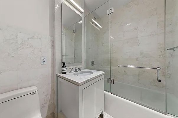 Bathroom, Glass Shower, Interior, Marble Walls