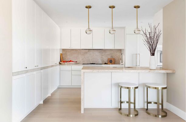 Interior, Kitchen, Pendant Lights, Wood Texture Flooring
