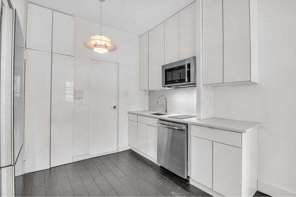 Interior, Kitchen, Pendant Lights, Stainless Steel Appliances, Wood Texture Flooring