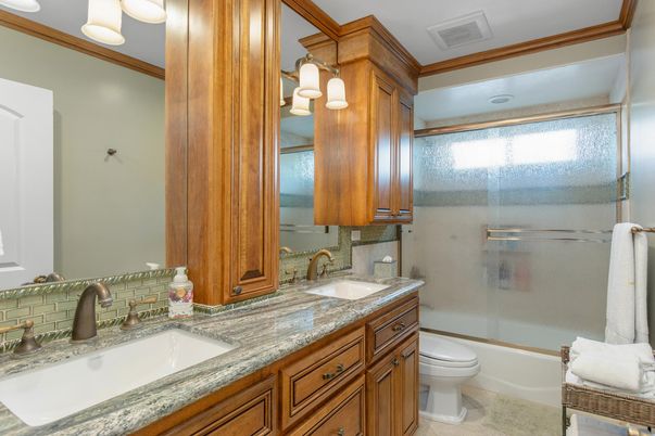 Bathroom, Dual Sink Vanities, Glass Shower, Interior