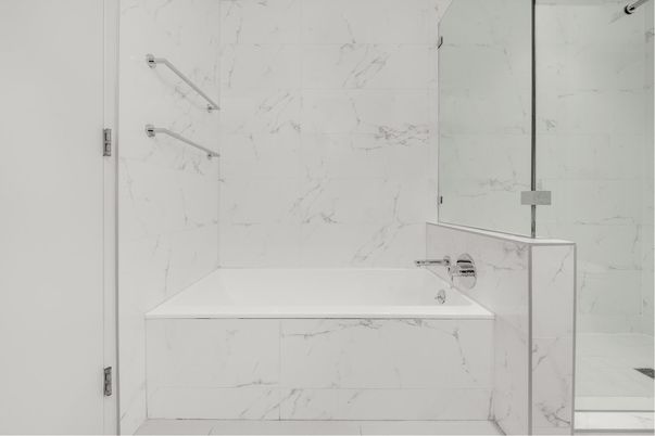 Bathroom, Glass Shower, Interior, Marble Walls