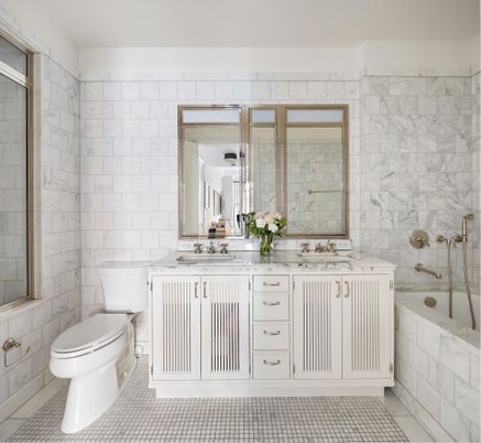 Bathroom, Dual Sink Vanities, Interior, Marble Walls