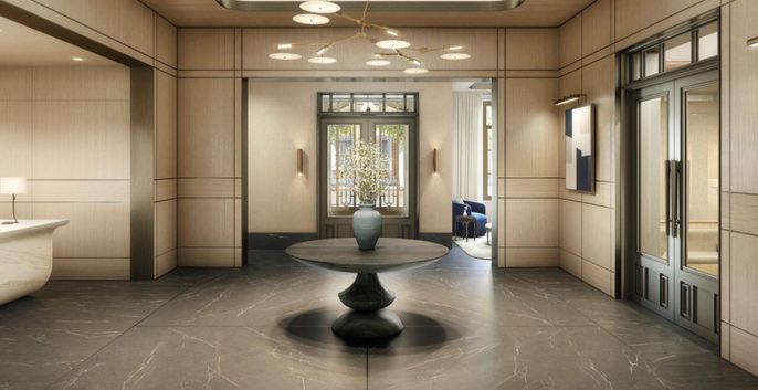 Interior, Marble, Pendant Lights, Recessed Lighting, Wooden Ceilings, Wooden Walls