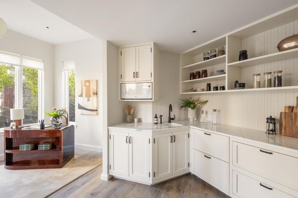 Interior, Kitchen, Recessed Lighting, Wood Texture Flooring