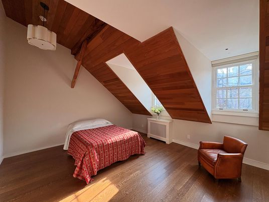 Bedroom, Interior, Pendant Lights, Wooden Ceilings, Wood Texture Flooring