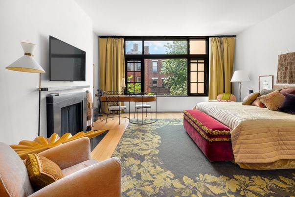 Bedroom, Fireplace, Interior, Living room, Wood Texture Flooring