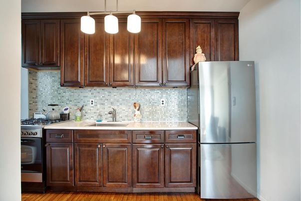 Interior, Kitchen, Pendant Lights, Wood Texture Flooring