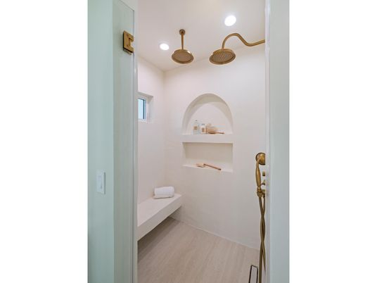 Bathroom, Interior, Recessed Lighting, Wood Texture Flooring