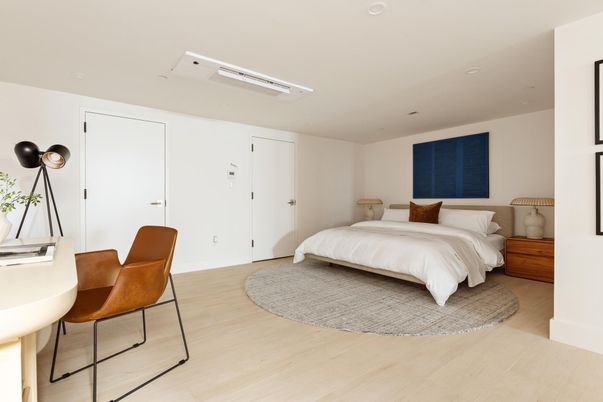 Bedroom, Home Office, Interior, Recessed Lighting, Wood Texture Flooring