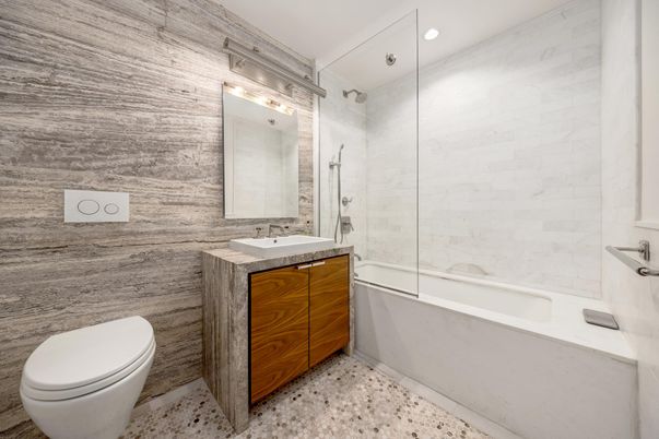 Bathroom, Glass Shower, Interior, Recessed Lighting