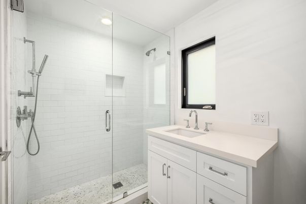 Bathroom, Glass Shower, Interior, Recessed Lighting