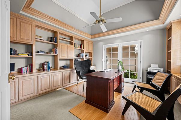 Home Office, Interior, Recessed Lighting, Wood Texture Flooring