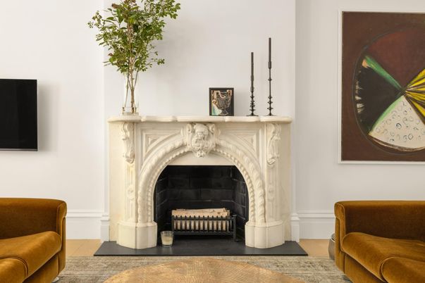 Fireplace, Interior, Wood Texture Flooring