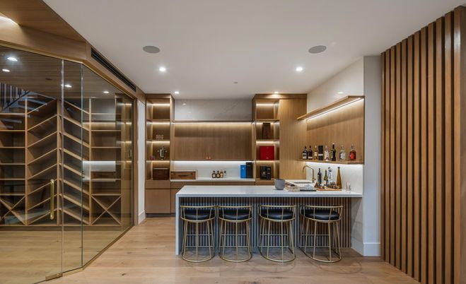 Interior, Recessed Lighting, Wine Storage, Wood Texture Flooring