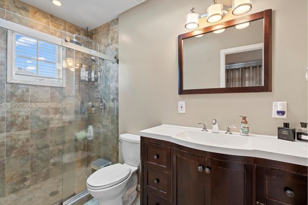 Bathroom, Glass Shower, Interior, Recessed Lighting