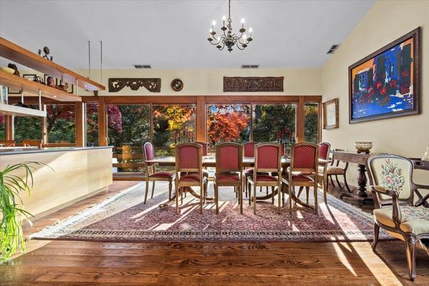 Chandelier, Dining room, Interior, Wood Texture Flooring