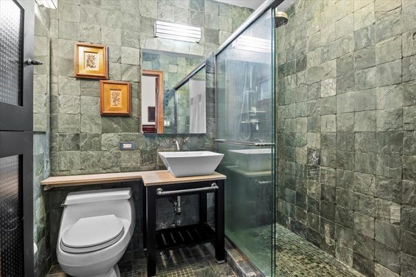 Bathroom, Glass Shower, Interior, Stone Walls