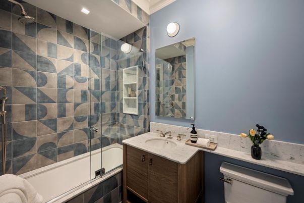 Bathroom, Glass Shower, Interior, Recessed Lighting