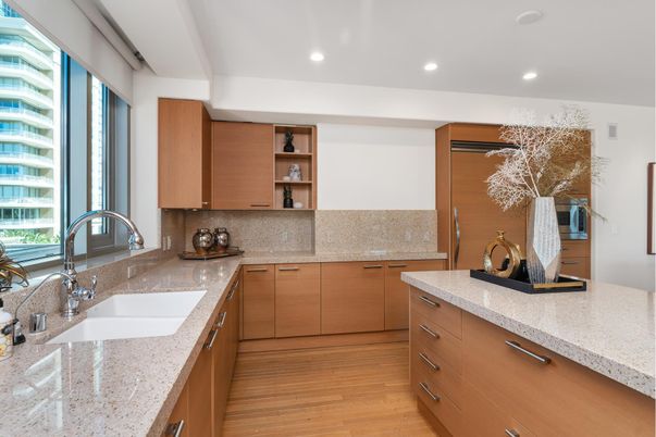 Interior, Kitchen, Recessed Lighting, Wood Texture Flooring