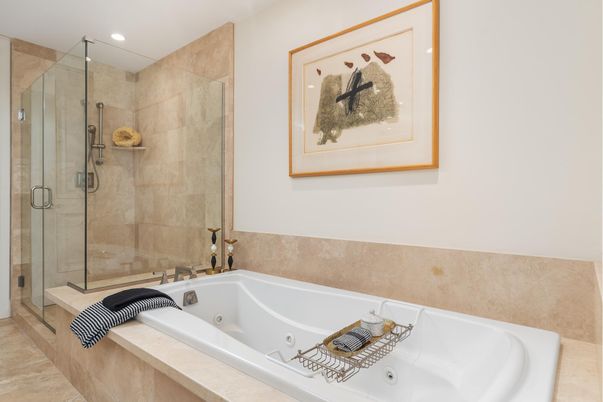 Bathroom, Glass Shower, Interior, Recessed Lighting