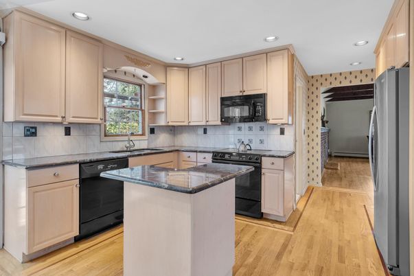 Interior, Kitchen, Recessed Lighting, Wood Texture Flooring