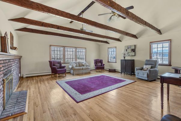 Fireplace, Interior, Living room, Wooden Beams, Wood Texture Flooring