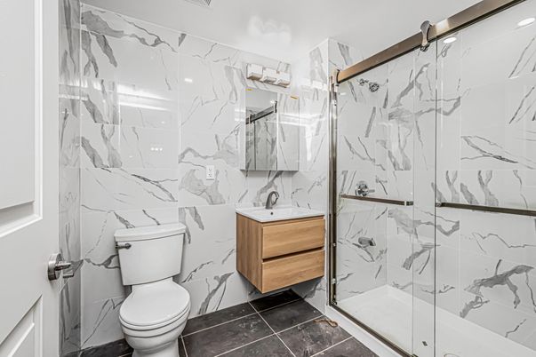 Bathroom, Glass Shower, Interior, Marble Walls