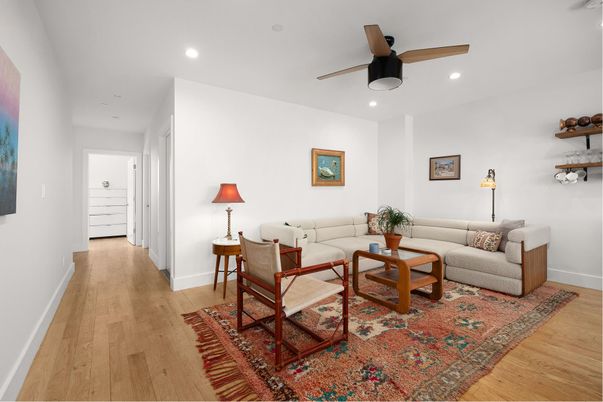Interior, Living room, Recessed Lighting, Wood Texture Flooring