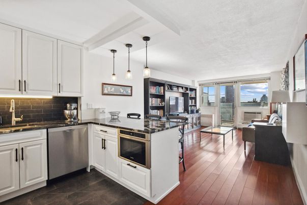 Interior, Kitchen, Pendant Lights, Stainless Steel Appliances, Wood Texture Flooring