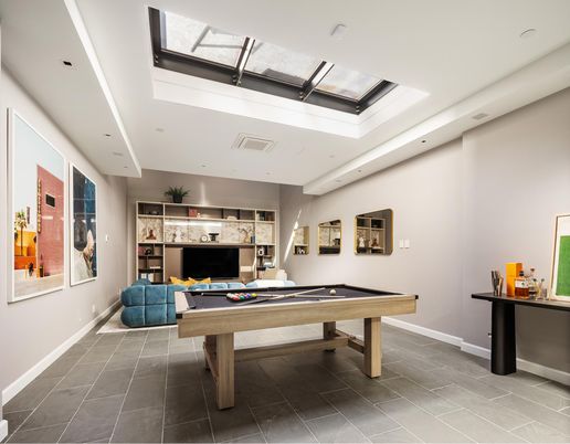 Billiard Table, Game Room, Interior, Recessed Lighting