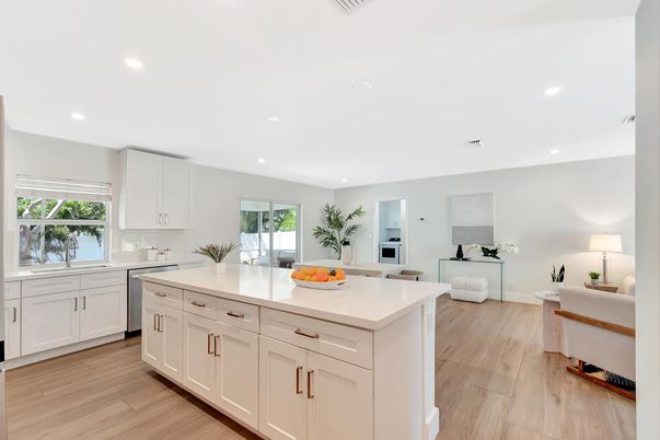 Interior, Kitchen, Recessed Lighting, Wood Texture Flooring
