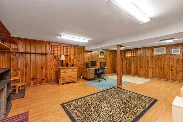 Home Office, Interior, Wood Texture Flooring, Wooden Walls