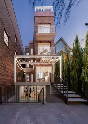 Exterior, Facade, Brick Facade, Modern