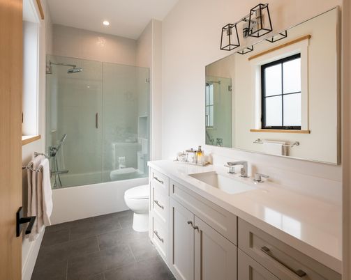 Bathroom, Glass Shower, Interior, Recessed Lighting