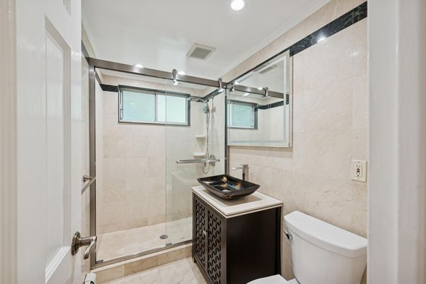 Bathroom, Glass Shower, Interior, Recessed Lighting