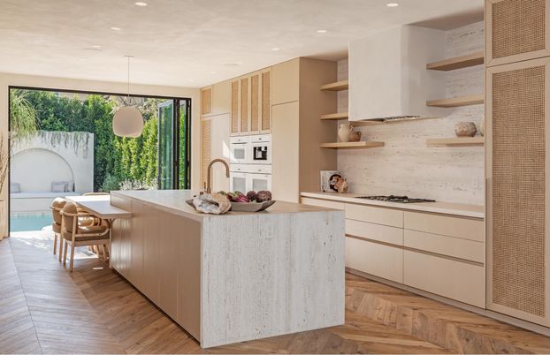 Interior, Kitchen, Recessed Lighting, Wood Texture Flooring
