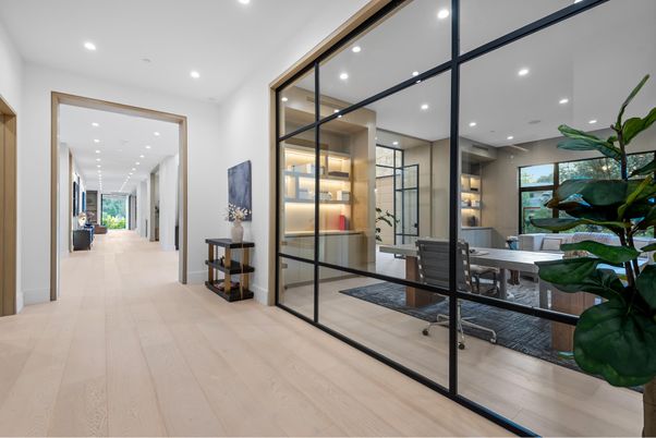 Home Office, Interior, Recessed Lighting, Wood Texture Flooring