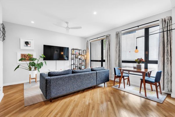 Dining room, Interior, Living room, Recessed Lighting, Wood Texture Flooring